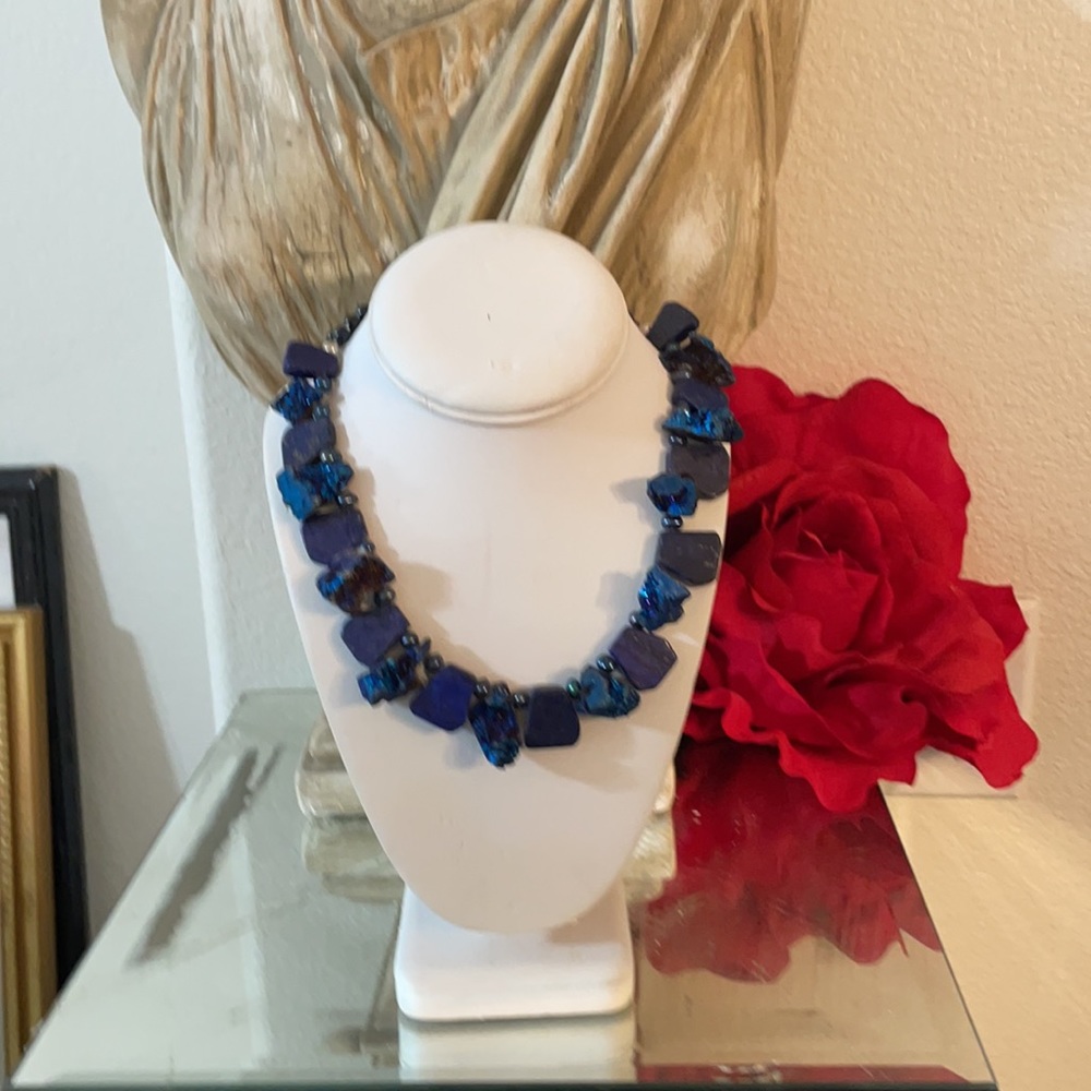 Blue Lapis necklace silver. New